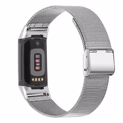 Bracelet de montre en acier inoxydable pour Fitbit Charge 5 Charge 6 Argent