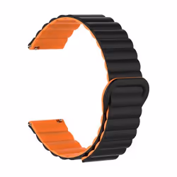Bracelet de montre - INF - GT4/Samsung Watch6 - Silicone - Noir/Orange - 22 mm - Fermeture magnétique