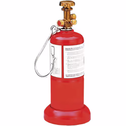Petite bouteille de propane fabriquée selon la norme EN 12807 avec pied, vanne et crochet de suspension · Peut être remplie p ...