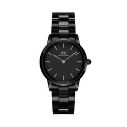 Montre Femme - DANIEL WELLINGTON - ICONICLINK - Céramique Noire - Boîtier Rond 28 mm - Style Chic