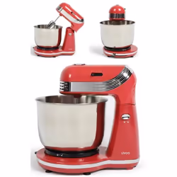 Robot Pâtissier - Rouge - 3L - 250W - 6 Vitesses - Bol Inox