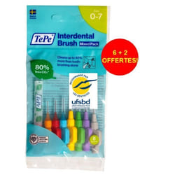 Brossettes interdentaires TePe Originales - TEPE - Multi-tailles de 0.4 à 1.3mm ISO 0 à 7 - Pack de 8