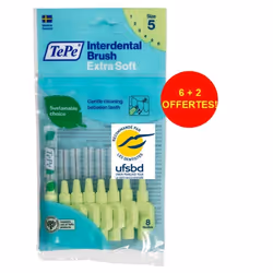 Brossettes interdentaires TePe - Extra-souples - Vert 0.8mm ISO 5 - 1 sachet de 8 brossettes