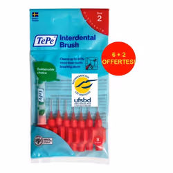 Brossettes interdentaires TePe Originales - TEPE - Rouge 0.5mm ISO 2 - Pack de 8