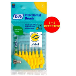 Brossettes interdentaires TePe Originales - TEPE - Jaune 0.7mm ISO 4 - Nettoyage en douceur - Pack de 8