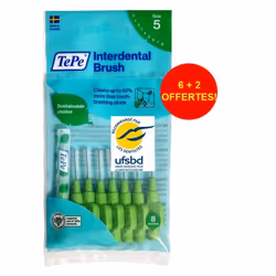 Brossettes interdentaires TePe - Vert 0.8mm ISO 5 - Sachet de 8