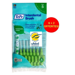Brossettes interdentaires TePe - Vert 0.8mm ISO 5 - Sachet de 8