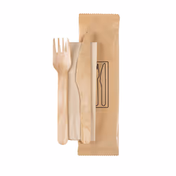 Duni 193131, 1 personne(s), Fourchette jetable, Couteau jetable, Serviette en papier, Bois, Bois, Monochromatique, Chine
