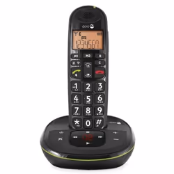 Doro PhoneEasy 105wr, Téléphone DECT, Haut-parleur, 20 entrées, Identification de l'appelant, Noir