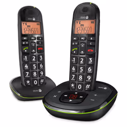 Doro PhoneEasy 105wr duo, Combiné sans fil, Haut-parleur, 20 entrées, Identification de l'appelant, Noir