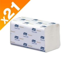 Lot de 21 paquets essuie-mains TORK Xpress doux - interfoliés - Premium - 34 cm - 100297 - TU