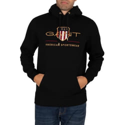Sweat à capuche GANT Archive Shield pour homme - Noir - Manches longues - Coton et polyester