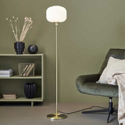 Lampadaire - Markslöjd - Sober - Verre et métal - Diamètre 25 cm - Hauteur 140 cm - Or