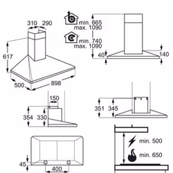 Electrolux EFF90462OW hotte Montée au mur Blanc 603 m³/h A+