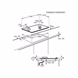 Electrolux KGS7536X plaque Acier inoxydable Intégré 75 cm Gaz 5 zone(s)