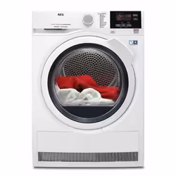 AEG T7DBG841, Pose libre, Charge avant, Pompe à chaleur, Blanc, Boutons, Tactile, Gauche