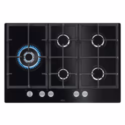 AEG HKB75820NB, Noir, Intégré, 75 cm, Gaz, Verre, 5 zone(s)