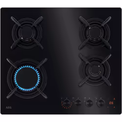 AEG HKB64453NB, Noir, Intégré, 59 cm, Gaz, Verre, 4 zone(s)