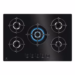 Electrolux EGG75372K, Noir, Intégré, 75 cm, Gaz sur plaque de cuisson en verre, Verre, 5 zone(s)
