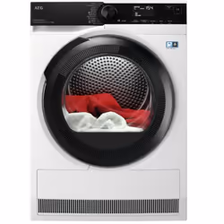 AEG TR9HG83B, Pose libre, Charge avant, Pompe à chaleur, Noir, Blanc, Rotatif, Noir, Transparent