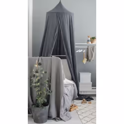 JaBaDaBaDo K049 ciel et rideau de lit Gris Coton, Polyester