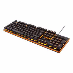 Deltaco GAM-021FR, Avec fil, USB, Clavier à membrane, AZERTY, LED, Noir, Orange