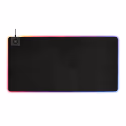 Deltaco GAM-124, Noir, Monochromatique, Néoprène, Alimenté par port USB, Rouge/Vert/Bleu, Tapis de souris de jeu