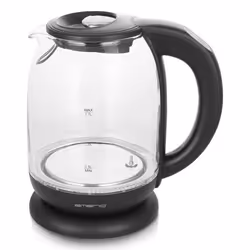 Emerio WK-119255.5, 1,7 L, 2200 W, Noir, Transparent, Verre, Thermostat réglable, Indicateur de niveau d'eau