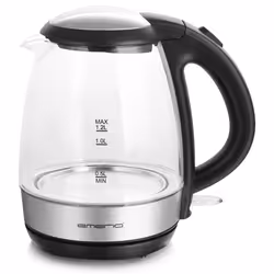 Emerio WK-125145, 1,2 L, 2200 W, Noir, Argent, Transparent, Indicateur de niveau d'eau, Sans fil