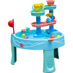 Step2 Double Spin & Showers Table à eau avec ensemble d'accessoires 22 pièces Jouets aquatiques pour enfants Table d'activités à eau pour le jardin