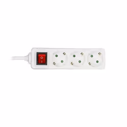 Deltaco GT-116D, 5 m, Intérieure, Type F, Blanc, 3 sortie(s) CA, 3680 W