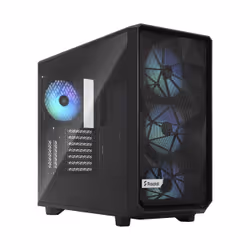 Fractal Design Meshify 2 RGB, PC, Noir, ATX, EATX, micro ATX, Mini-ITX, Acier, Verre trempé, Multicolore, Ventilateur
