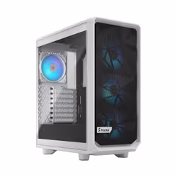 Fractal Design Meshify 2 Compact RGB, PC, Blanc, ATX, micro ATX, Mini-ITX, Acier, Verre trempé, Multicolore, Ventilateur