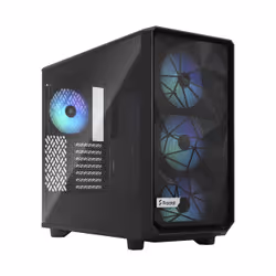 Fractal Design Meshify 2 Lite, PC, Noir, ATX, EATX, micro ATX, Mini-ITX, Acier, Verre trempé, Multicolore, Ventilateur