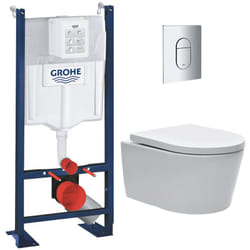 Grohe - Pack wc Bâti autoportant Rapid sl + wc sans bride sat + Abattant softclose + Plaque chrome (ProjectSATrimless-8)