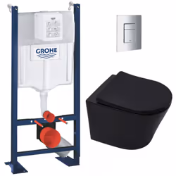 Optez pour la qualité et la simplicité d’installation du Pack WC Bâti autoportant + WC sans bride SAT Infinitio Noir mat + Ab ...