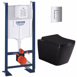 Optez pour la qualité et la simplicité d’installation du Pack WC Bâti autoportant + WC sans bride SAT Infinitio Noir mat Desi ...