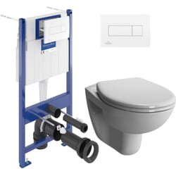 Villeroy & Boch Pack WC Bâti-support Villeroy & Boch Viconnect + WC Vitra Normus + Abattant softclose + Plaque blanche