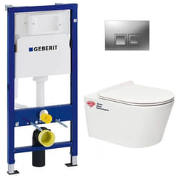 Pack wc Bati-support Geberit UP100 + wc sans bride Swiss Aqua Technologie + abattant ultra-fin