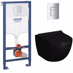 Optez pour la qualité et la simplicité d’installation du Pack WC Bâti-support Rapid SL + WC SAT Infinitio 2.0, Noir mat + Aba ...