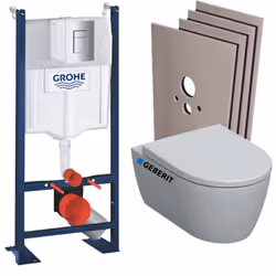 Caractéristiques du Pack WC Bâti-support Rapid SL autoportant + WC sans bride Geberit + abattant softclose + Plaque Chrome +  ...