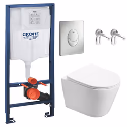 Optez pour la qualité et la simplicité d’installation du Pack WC Bâti-support + WC Swiss Aqua Technologies Infinitio sans bri ...
