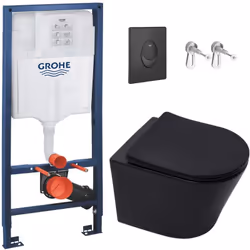 Caractéristiques du Pack WC Bâti-support Rapid SL + WC Infinitio sans bride noir mat + Abattant softclose + Plaque noire (RSL ...