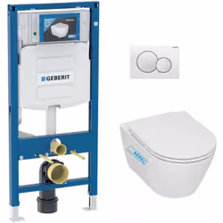 Caractéristiques du Pack WC Bâti-support + WC sans bride Serel SP26, fixations invisibles + Plaque blanche (GebSP26-B) : Sere ...