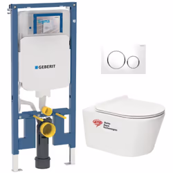 Caractéristiques du Pack WC bati-support Geberit UP720 extra-plat + WC Swiss Aqua Technologies Brevis sans bride fixations in ...