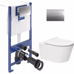 Choisissez la qualité et la simplicité d’installation du Pack WC Bâti-support + WC SAT Brevis sans bride et fixations invisib ...