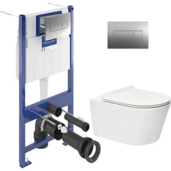 ViConnect Pro s Pack wc Bâti + wc Swiss Aqua Technologies Brevis sans bride et fixations invisibles + Plaque - Villeroy&boch