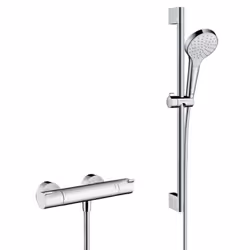 Caractéristiques du Set de douche Croma Select S 110 1jet / Unica'Crometta 0,65m + Mitigeur thermostatique de douche, Chrome  ...