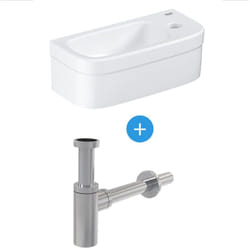 Grohe - Ensemble Euro Ceramic Lave-mains 370 x 180 mm + Siphon Alca en métal Chromé (39327000-SET)