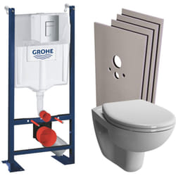Grohe - Pack wc Bâti Autoportant Rapid sl + wc Vitra Normus sans bride + Abattant softclose + Set habillage + Plaque chrome